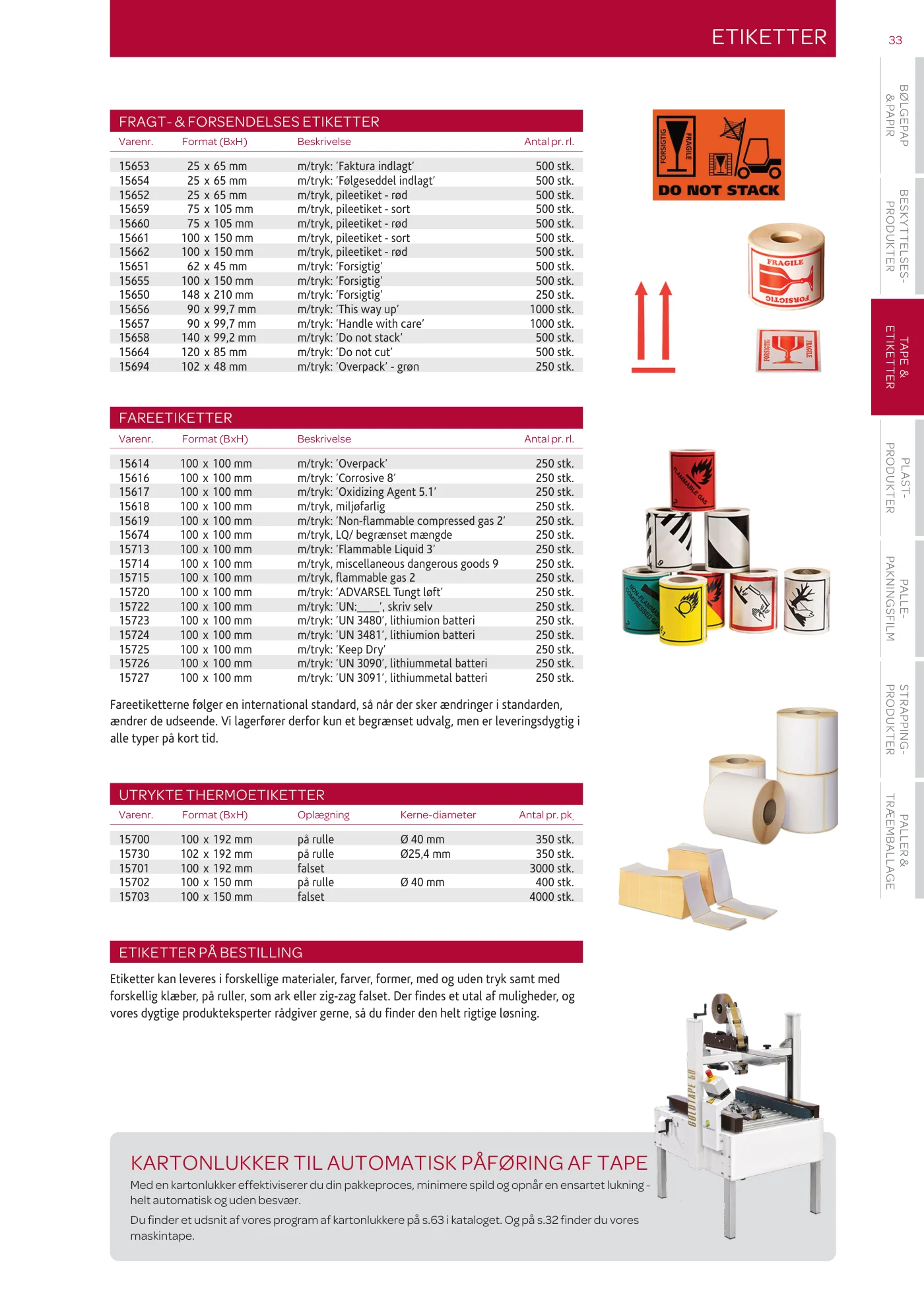Side 33 af MC emballage A/S produktkatalog emballage & maskiner 2026