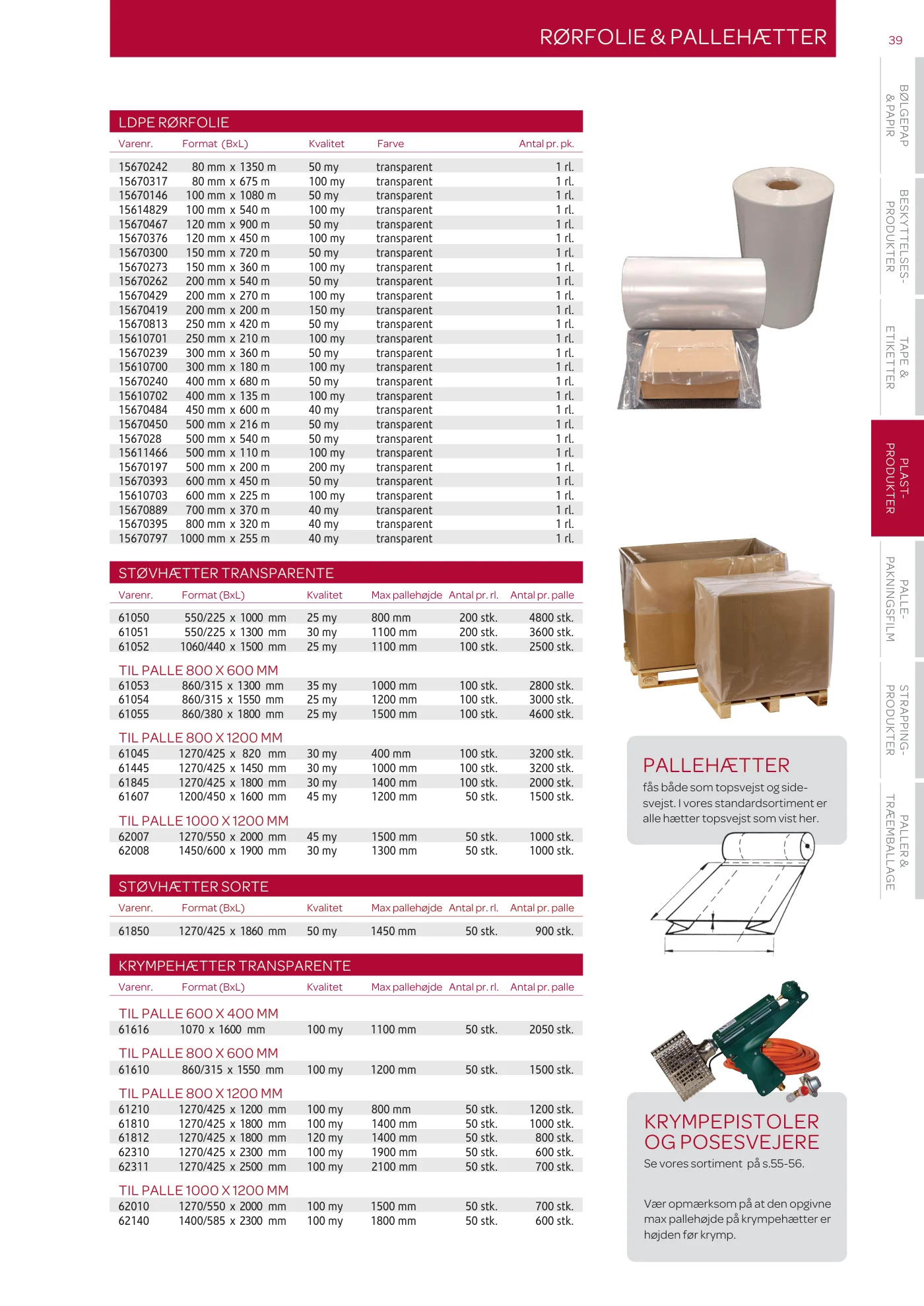 Side 39 af MC emballage A/S produktkatalog emballage & maskiner 2026