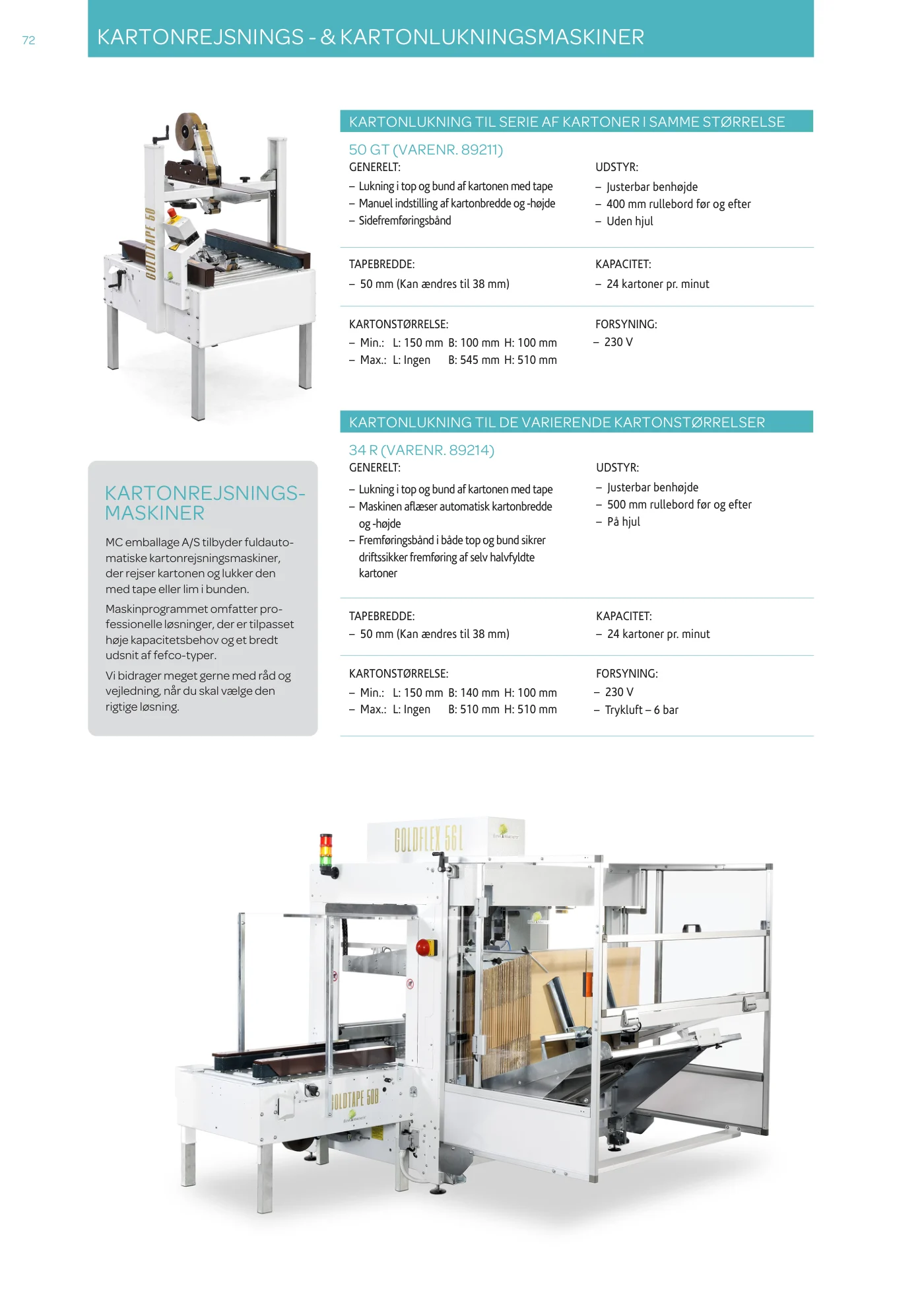 Side 72 af MC emballage A/S produktkatalog emballage & maskiner 2026