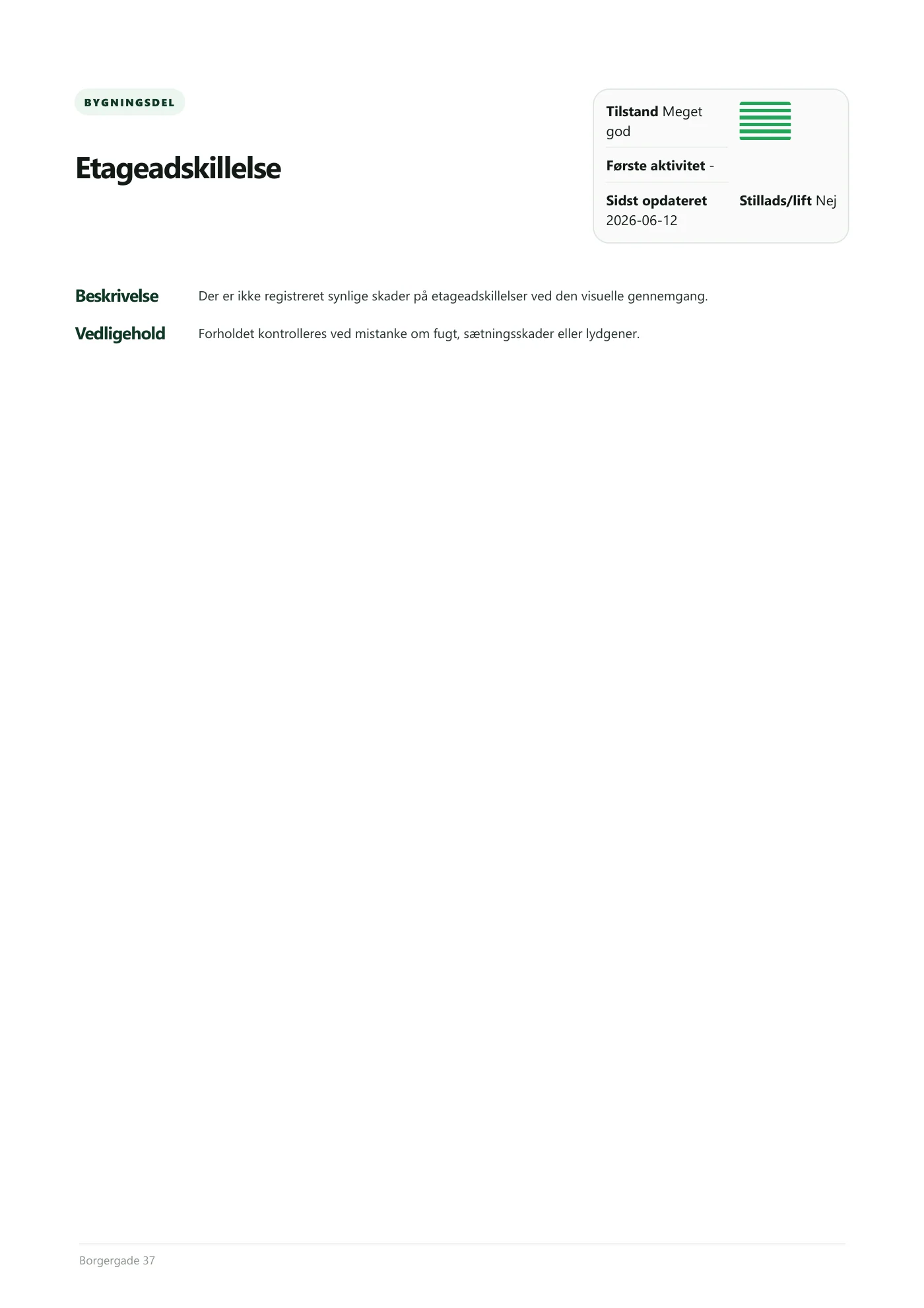 Side 20 af Vedligeholdelsesplan 2026 Borgergade 37